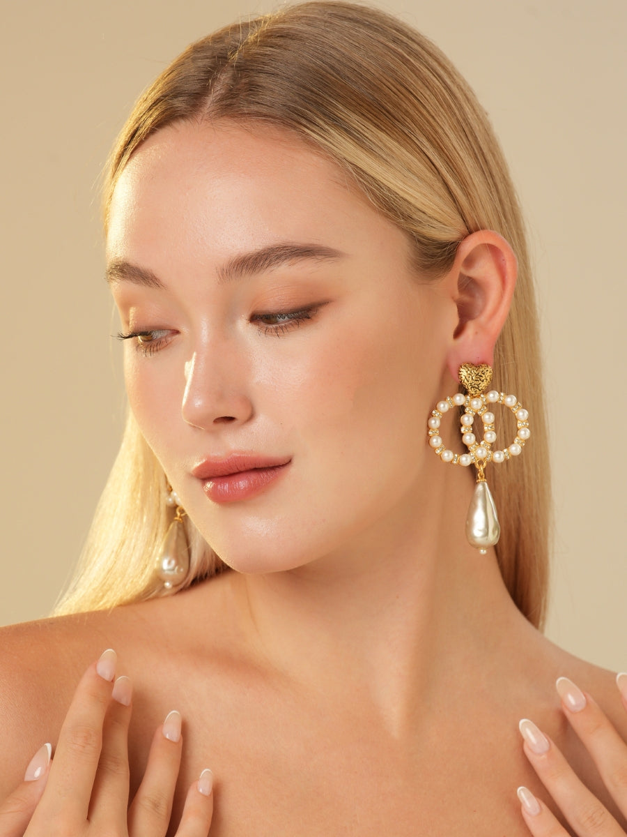 Co Co Gold Plated Pearl Drop Earrings