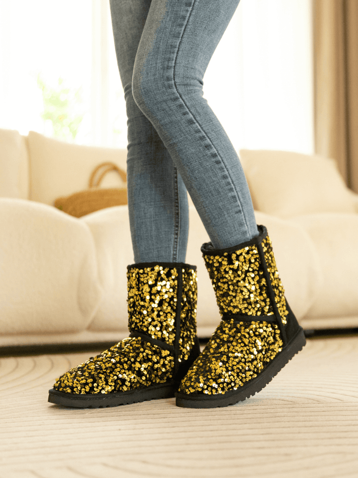 Smaibulun Ugg Dallas Glam Sequin Shearling Boots Gold