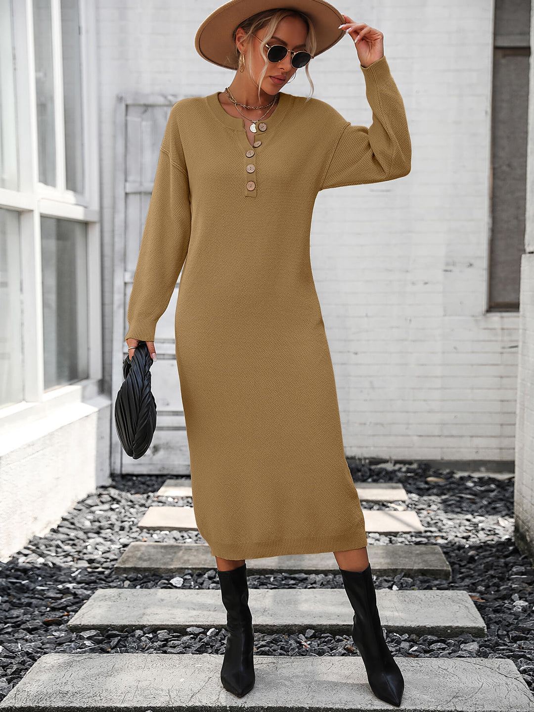Cable Knit Longline Knit Dress Solid Twist Front Ribbed Knit Sweater Dress,Fall  Women Clothes