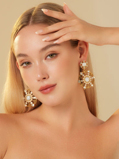 Make Wish Gemstone Gold Plated Earrings