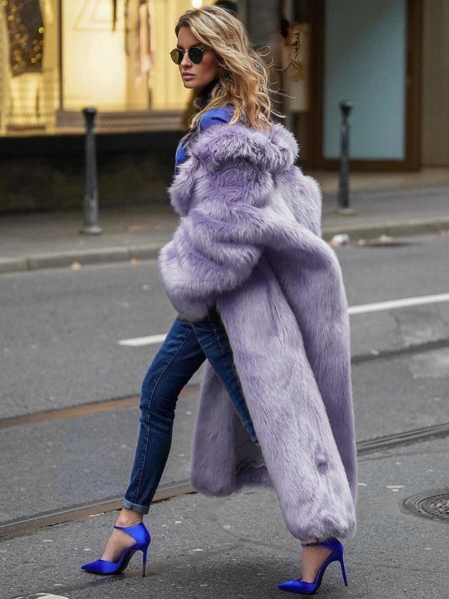Business Affair Faux Fur Long Coat