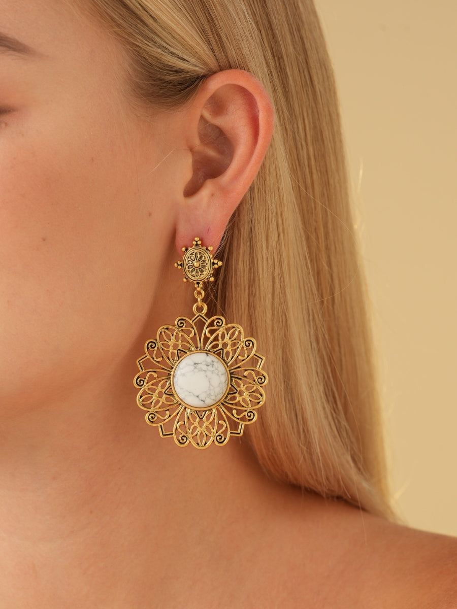 Palmira Gemstone Gold Plated Drop Earrings