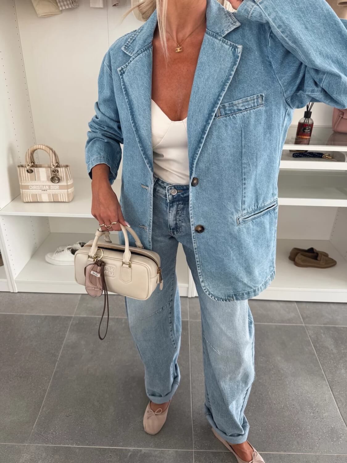 Influencer Oversized Denim Blazer - Denim Blue