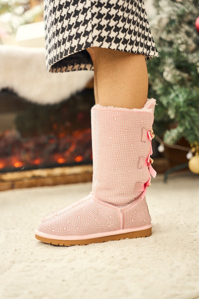 SMAIBULUN Ugg | Swifties Diamond Stage Ribbon Bows Suede Boots - pink