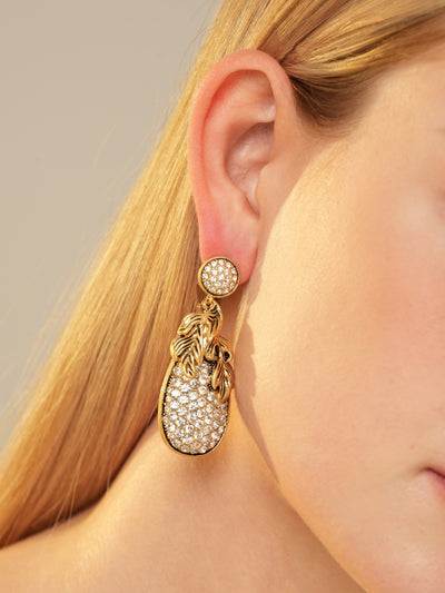 Shimmer Pineapple Gold Plated Rhinestone Earrings