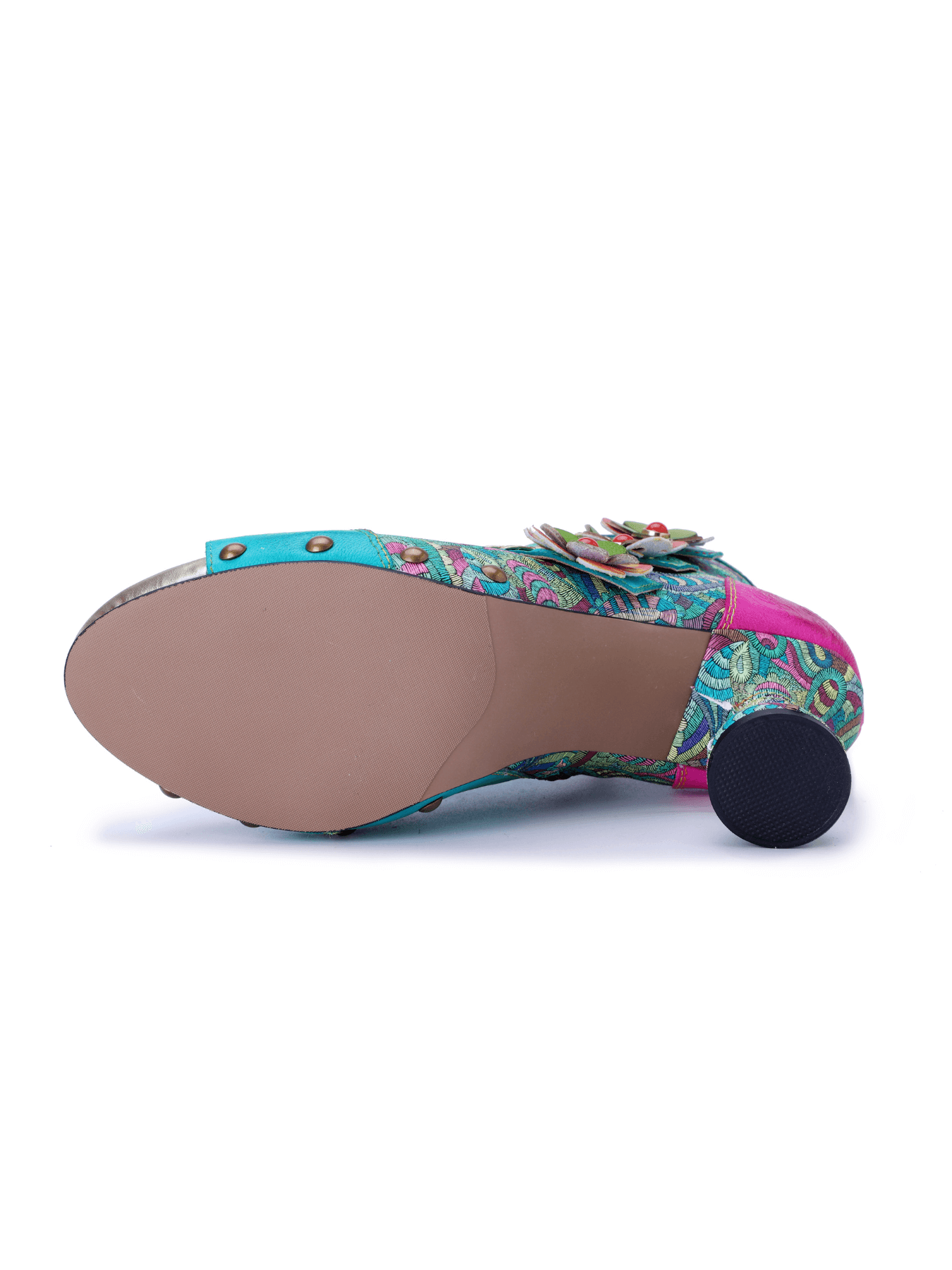 Soffia | Catherine Floral Appliqued Leather Heels