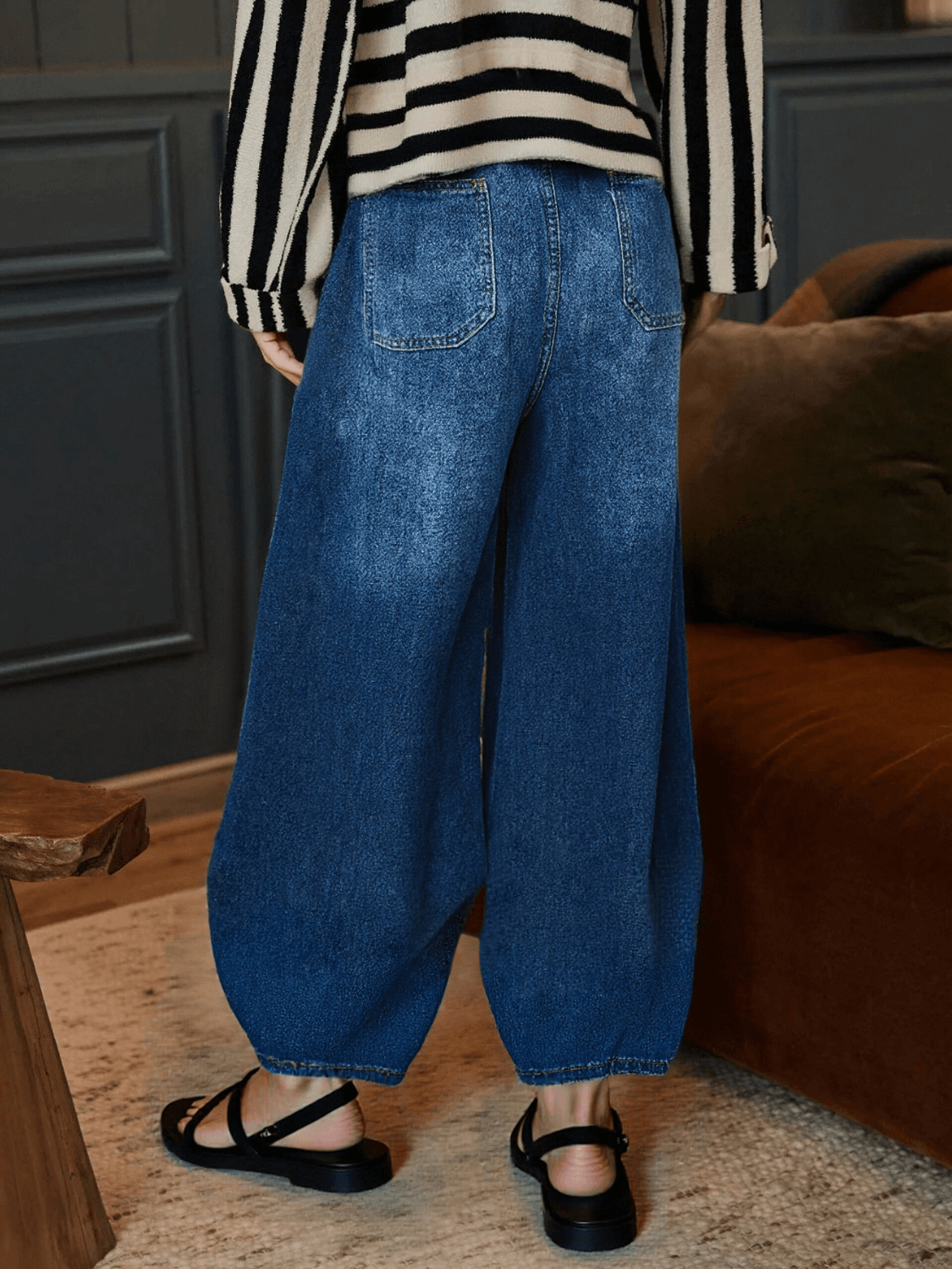 Teien Rigid Pintuck Barrel Jeans - denim