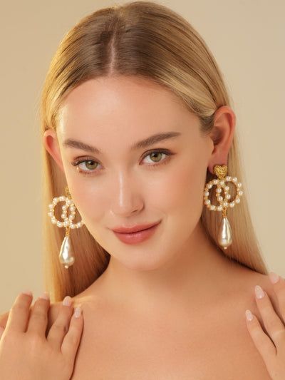 Co Co Gold Plated Pearl Drop Earrings