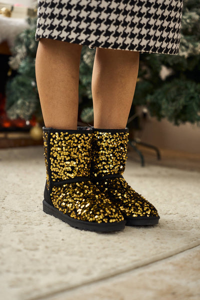 Smaibulun Ugg | Dallas Glam Sequin Shearling Boots - Gold