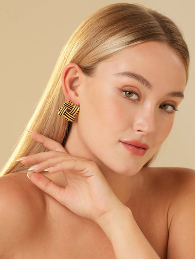 Everley Twist Gold Plated Stud Earrings