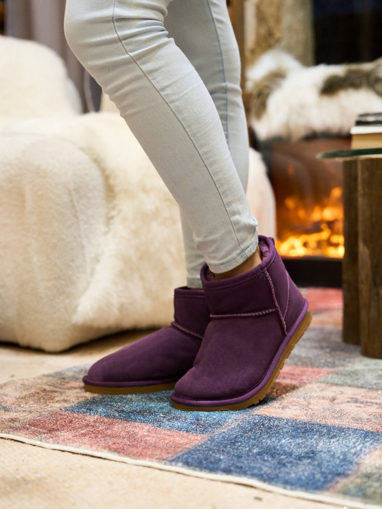 SMAIBULUN Ugg | Faux Fur-Lined Classic Short Ugg Boots - purple