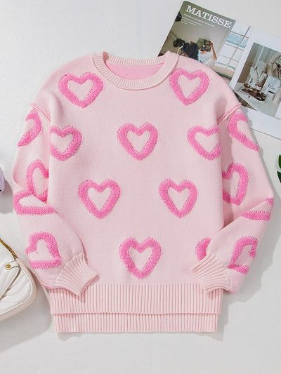 Lover's Lane Heart Embroidered Sweater