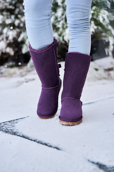 SMAIBULUN Ugg | Tri Ribbon Bow Suede Boots - Purple