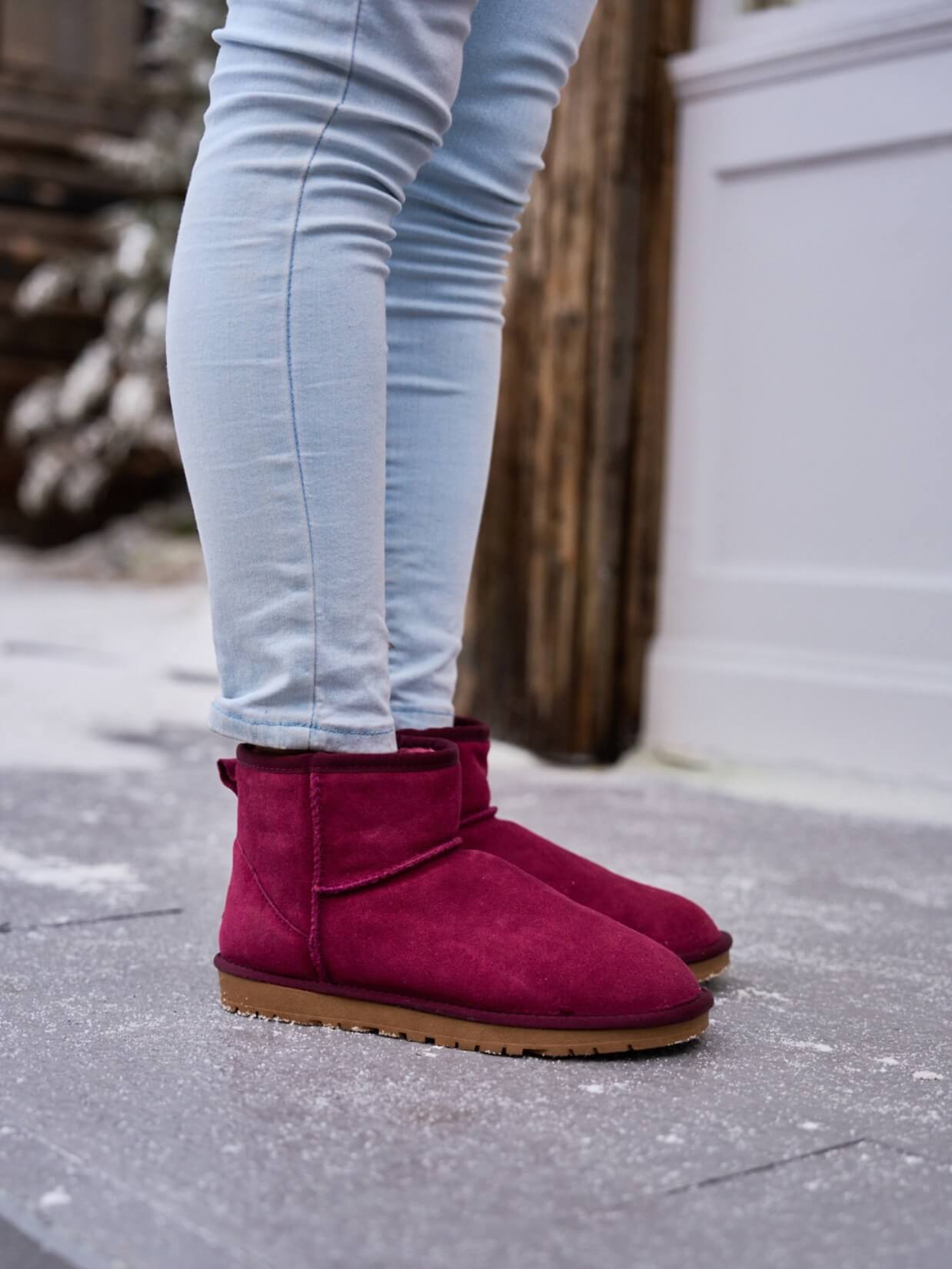 SMAIBULUN Ugg | Faux Fur-Lined Classic Short Ugg Boots - claret