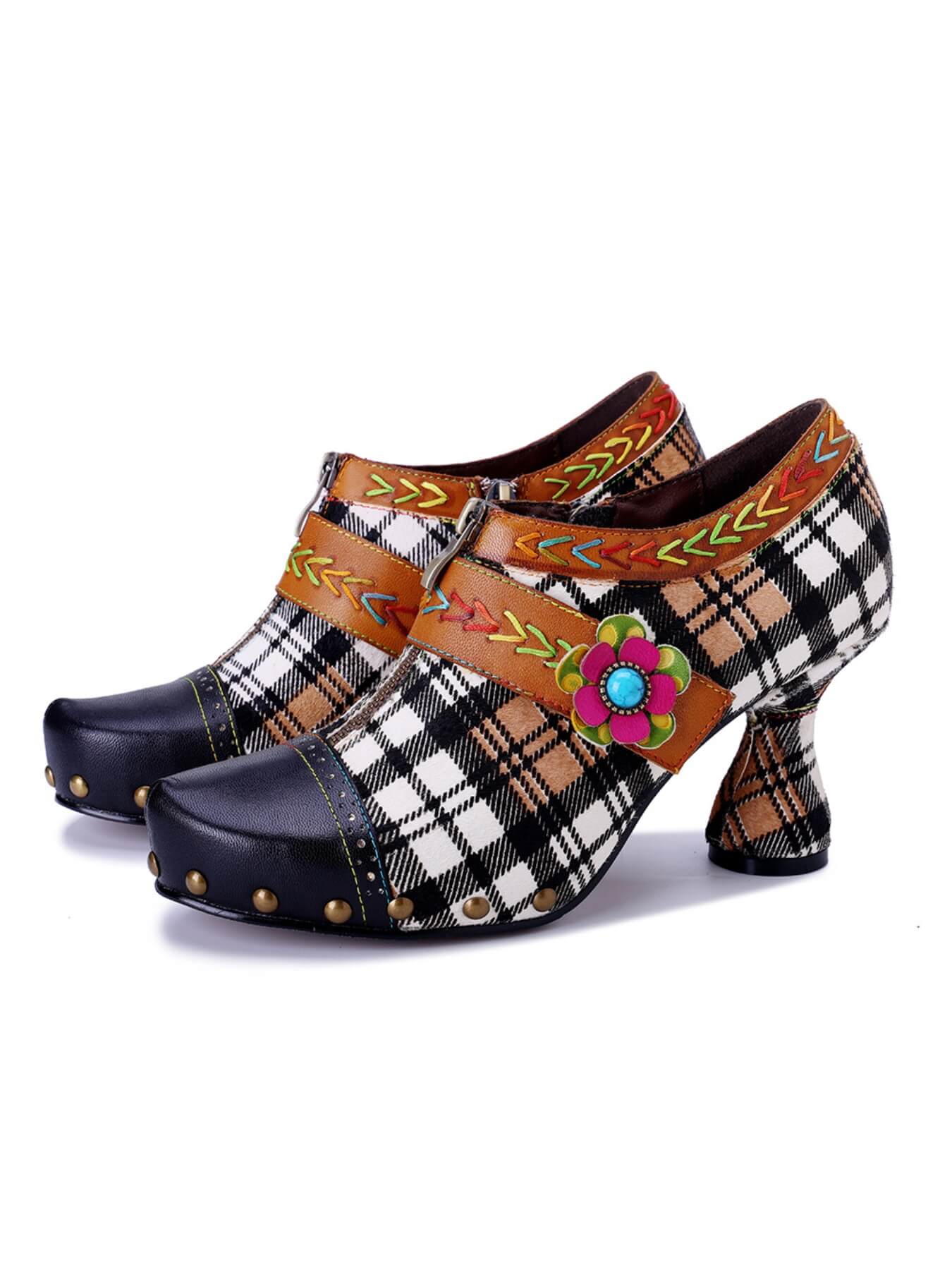 Soffia | Eve Ready Plaid Leather Oxford