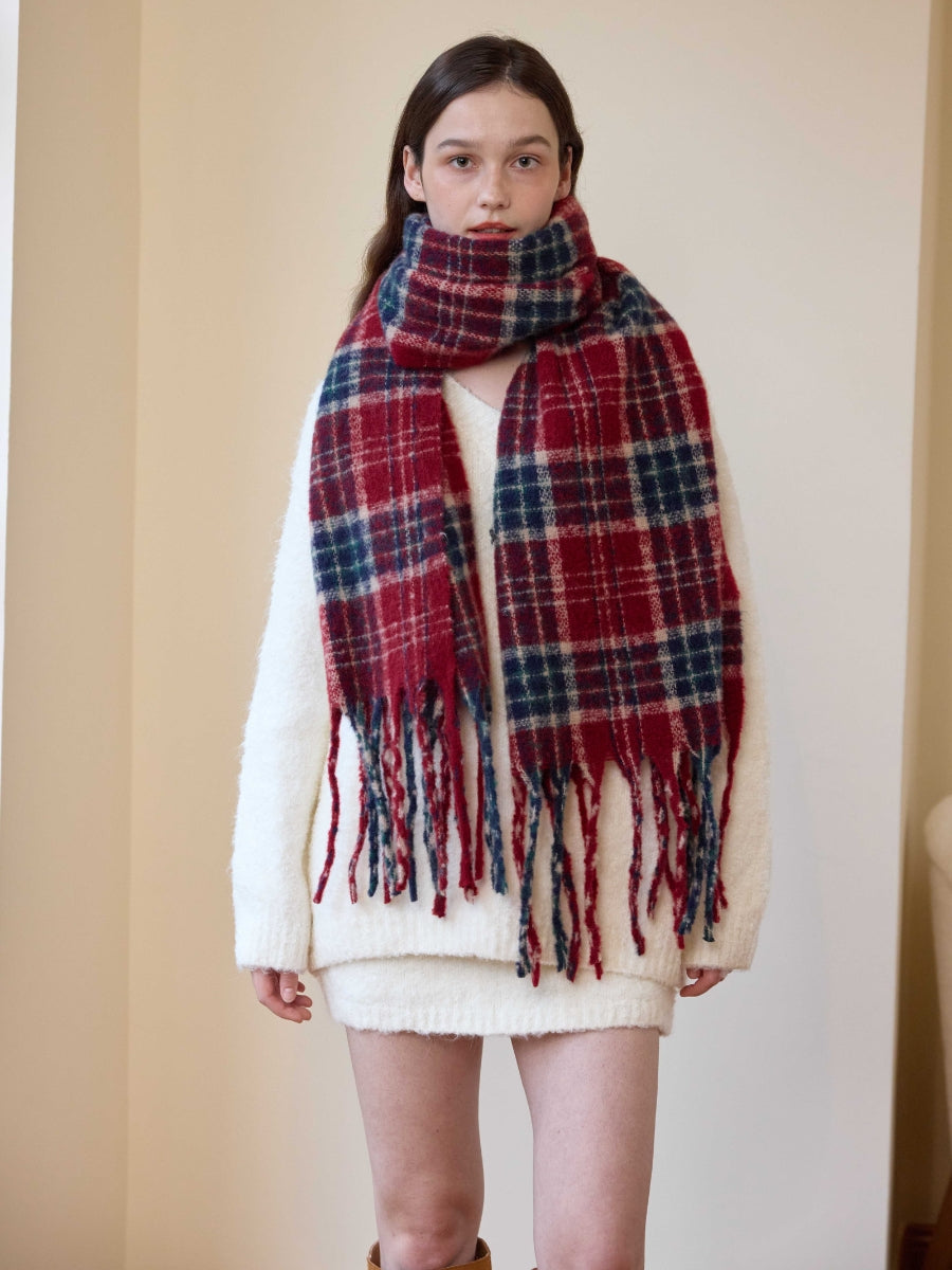 Reema Plaid Tassel Blanket Scarf