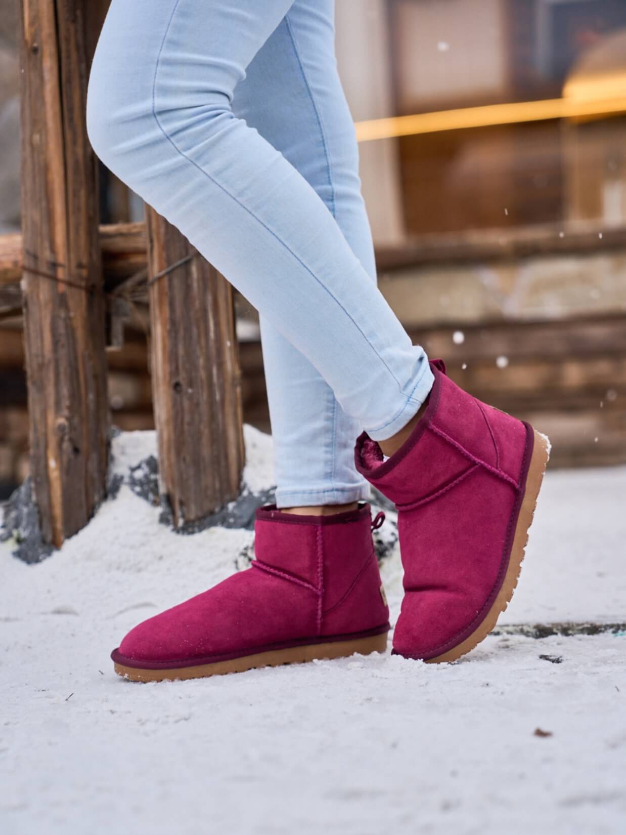 SMAIBULUN Ugg | Faux Fur-Lined Classic Short Ugg Boots - claret