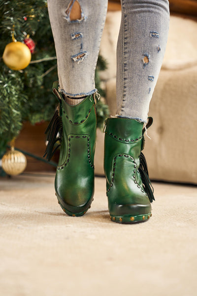 Soffia | Christmas Ocean Breeze Tassel Leather Ankle Boots