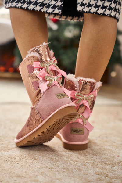 Smaibulun Ugg | Haute Holidays Sequin Glam Shearling Boots - pink