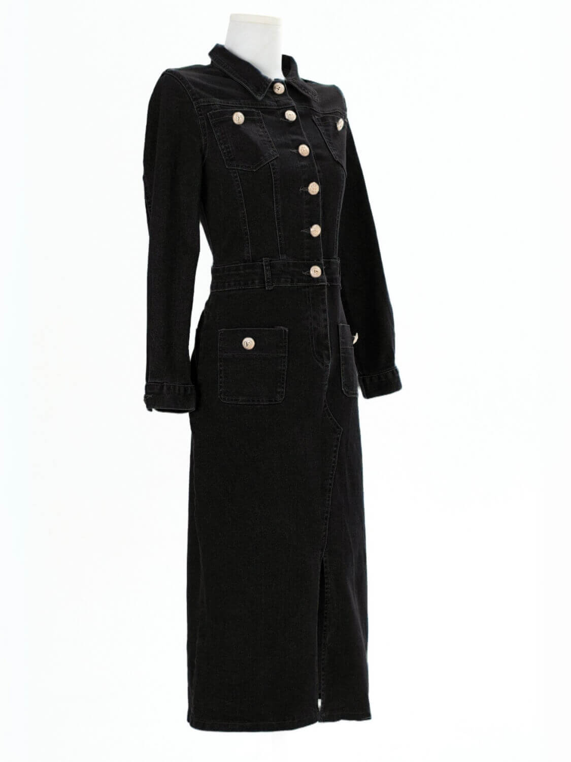 Country Roads Denim Midi Dress - black