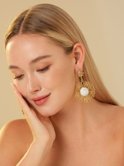 Palmira Gemstone Gold Plated Drop Earrings