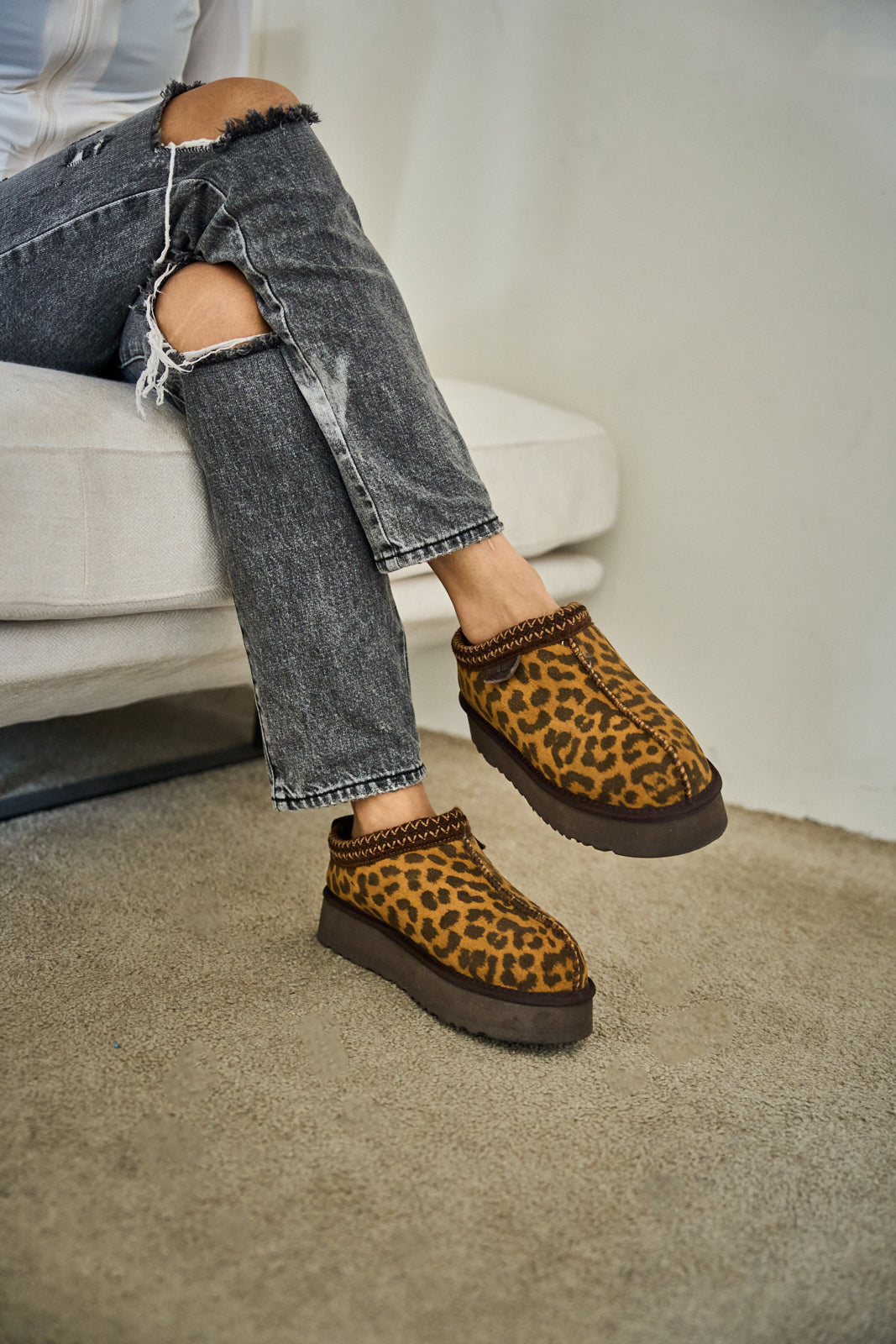 Smaibulun Ugg | Tassie X Tasman Platform Slipper Boot - cheetah