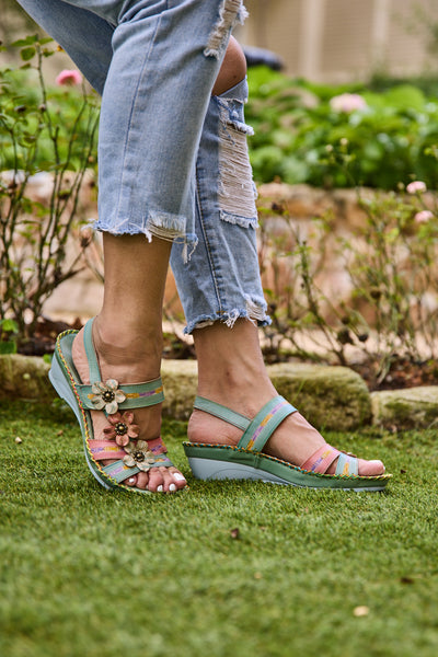 Soffia | Rosalie Floral Applique Slingback Sandals