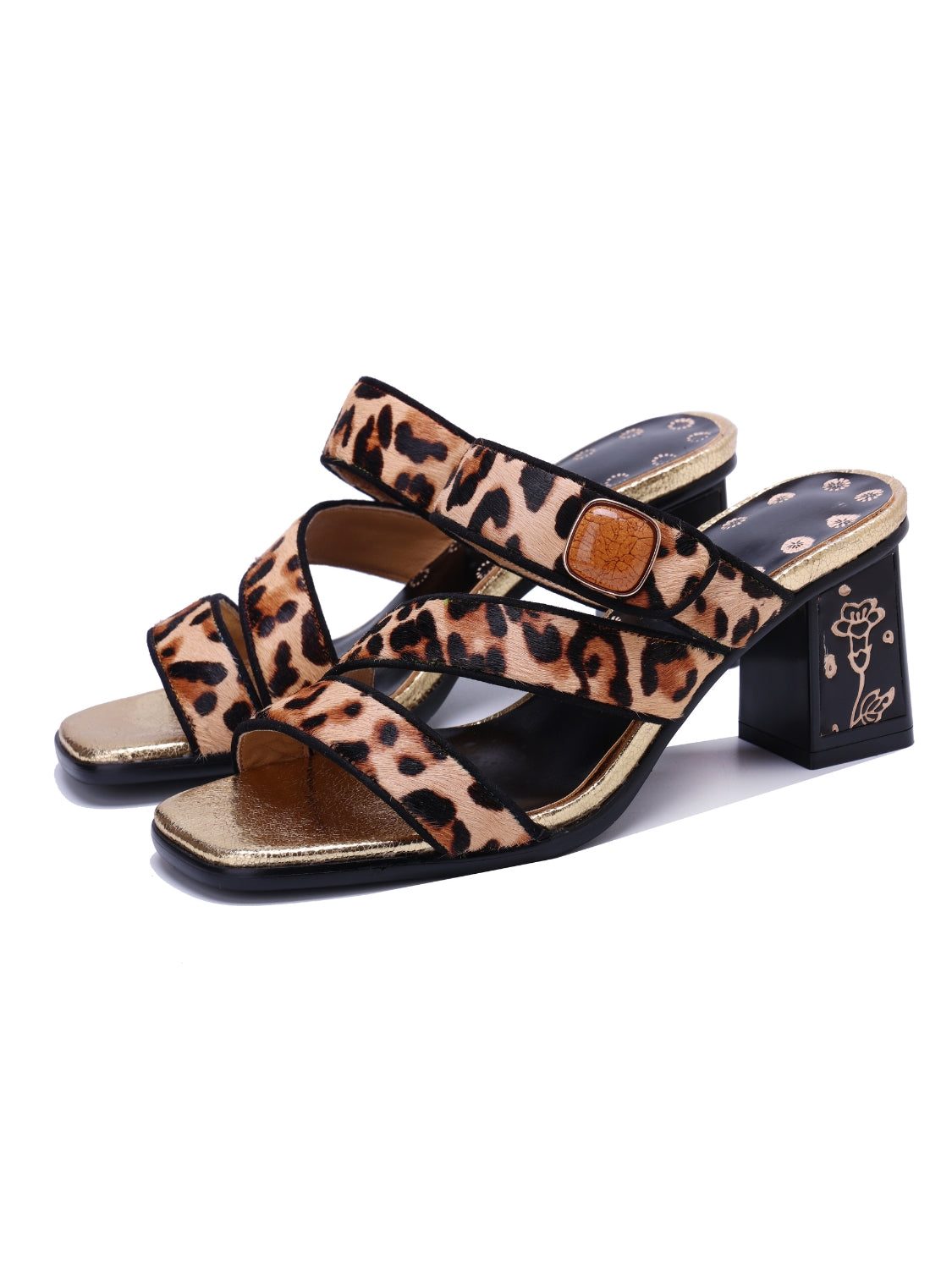 Soffia | Gabrella Leopard Leather Slides