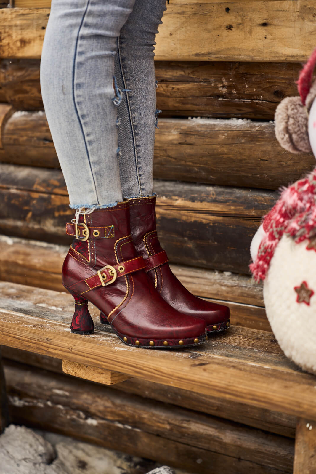 Soffia | Rosy Romance Leather Ankle Boots