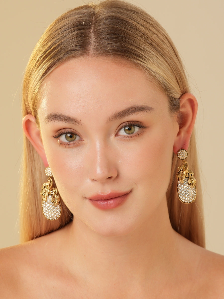 Shimmer Pineapple Gold Plated Rhinestone Earrings