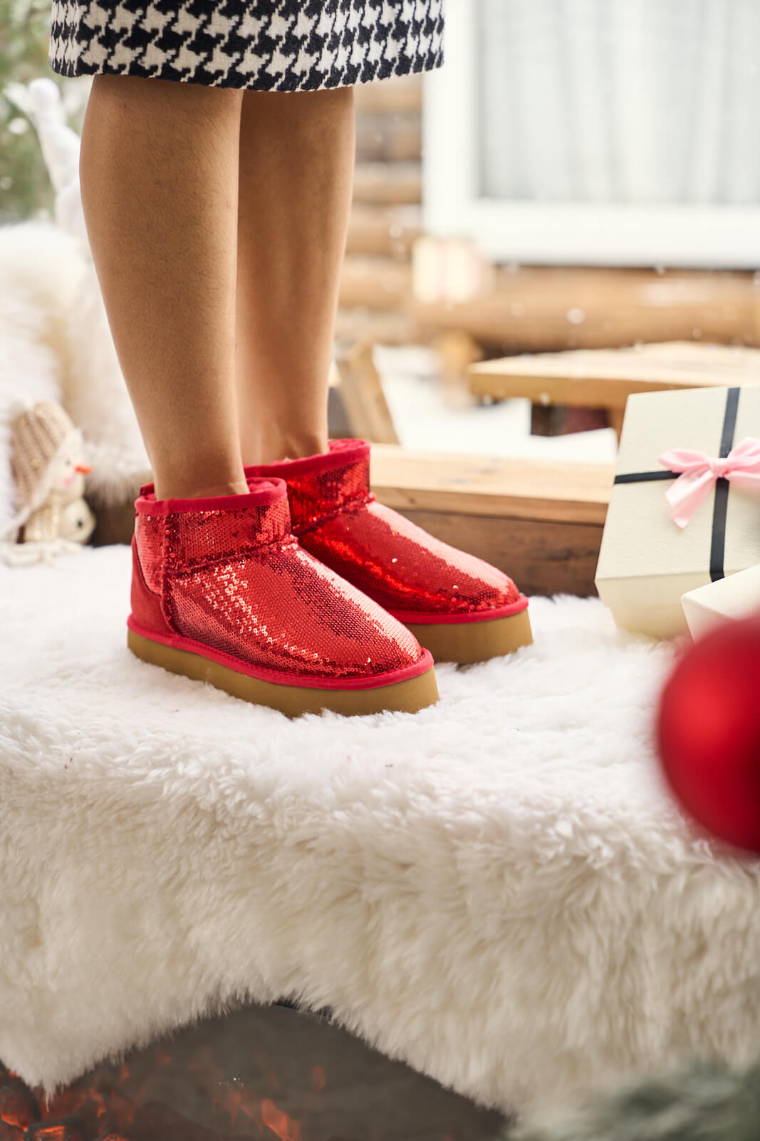 Smaibulun Ugg | Mini Glitter Low Ankle Platform Boots - candy