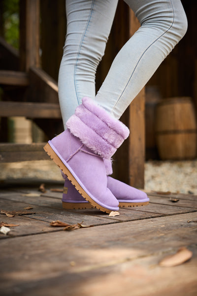 SMAIBULUN Ugg | Adelene Sherpa Woolen Boots - Lavender