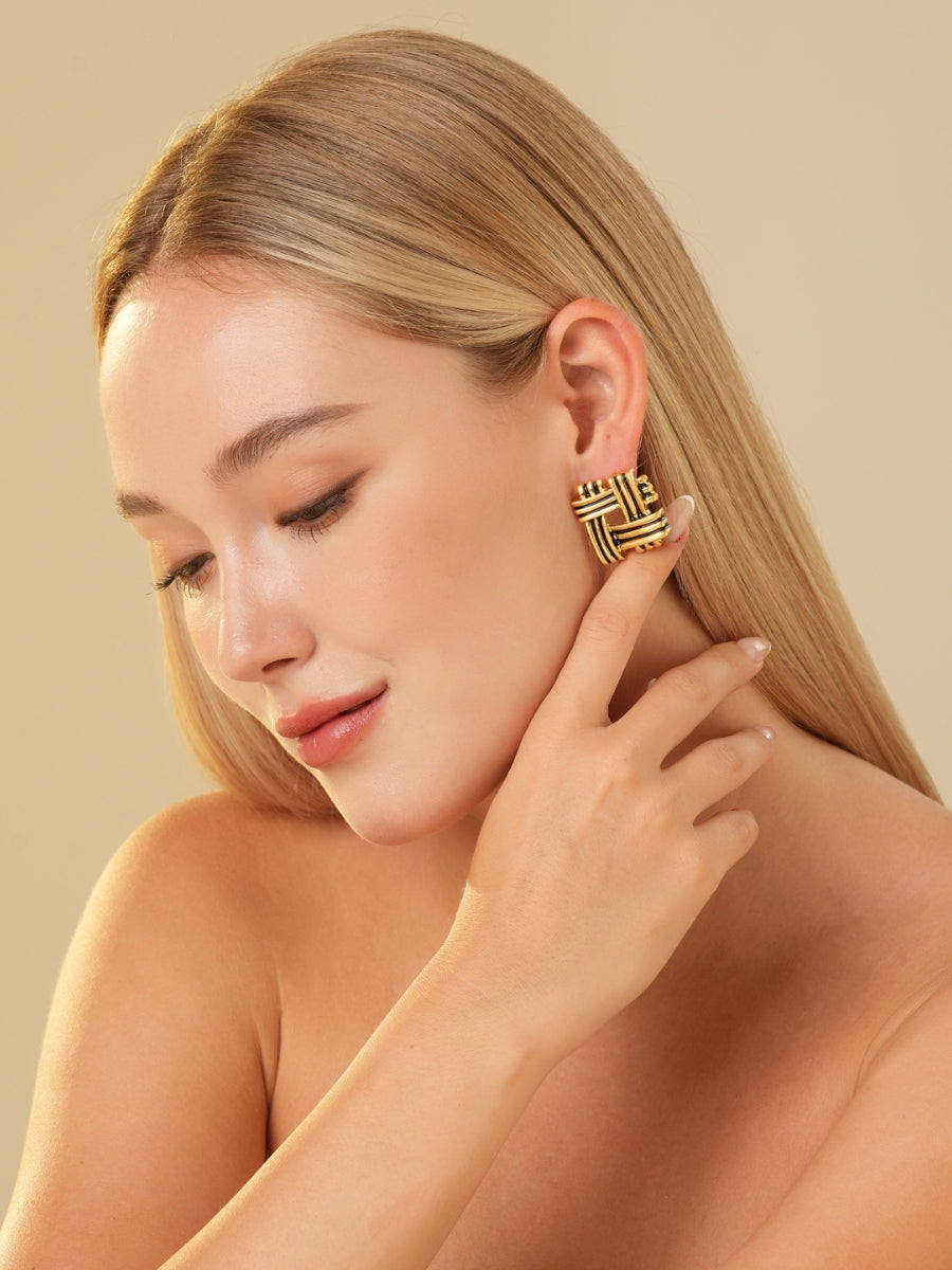 Everley Twist Gold Plated Stud Earrings