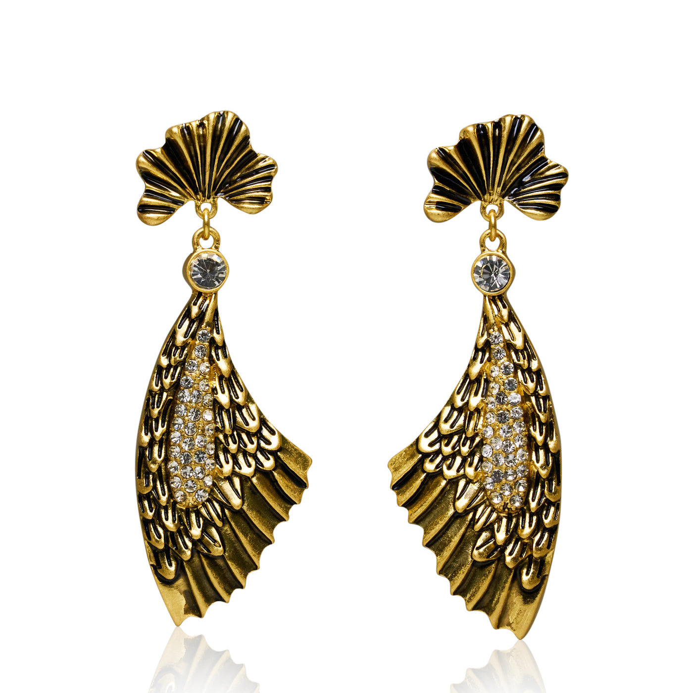 Wings of Angel Bronze Plated Enamel Earrings