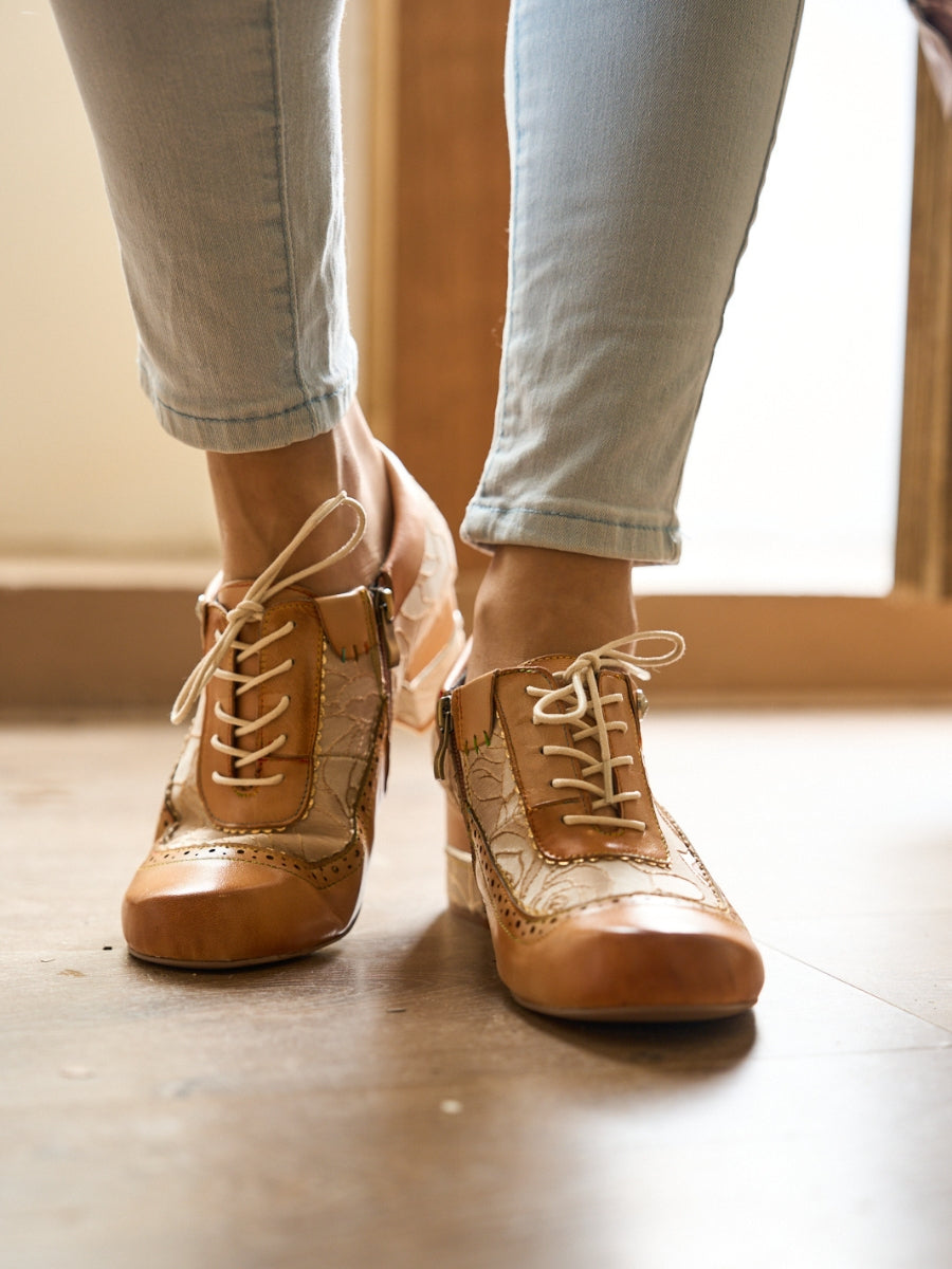 Soffia | Walk In Roses Jacquard Leather Oxford Brogues