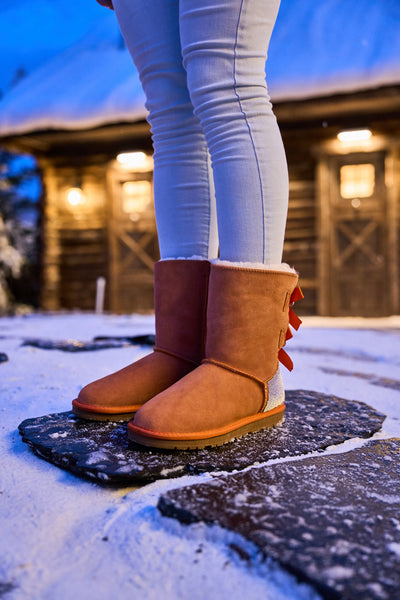 SMAIBULUN Ugg | Rhinestone Dual Bailey Bow Glam Ugg Boots - Orange