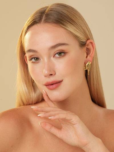 Leiothrix Gold Plated Stud Earrings