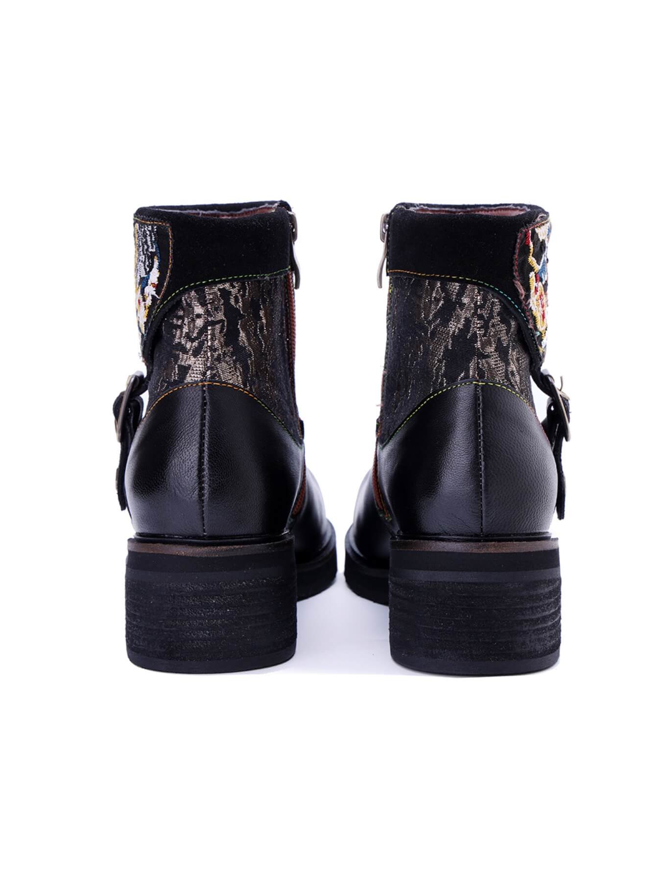 Soffia | Maxxie Leather Embroidered Ankle Bootie