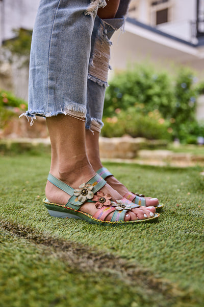 Soffia | Rosalie Floral Applique Slingback Sandals