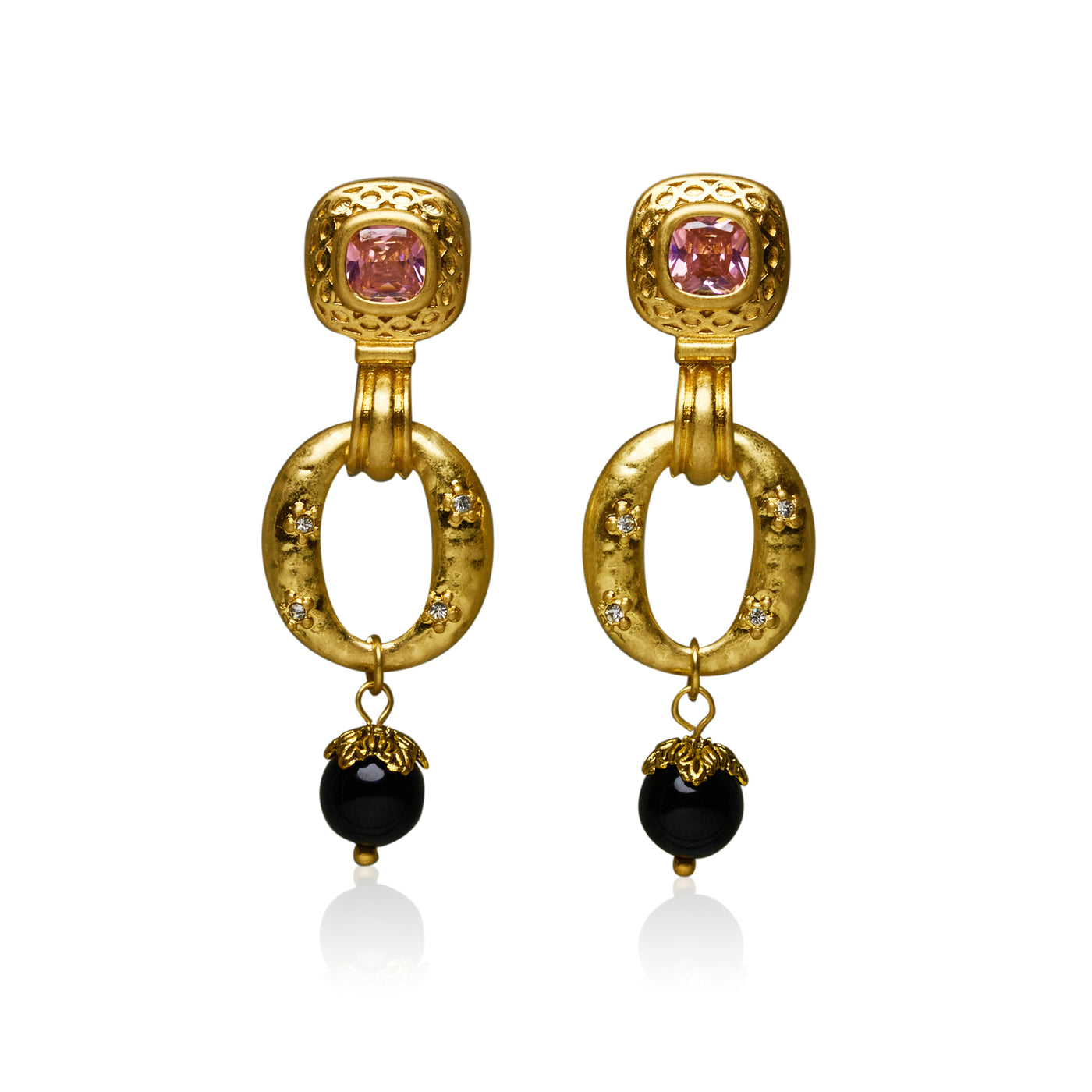 Stevie Gold Plated Obsidian Drop Earrings