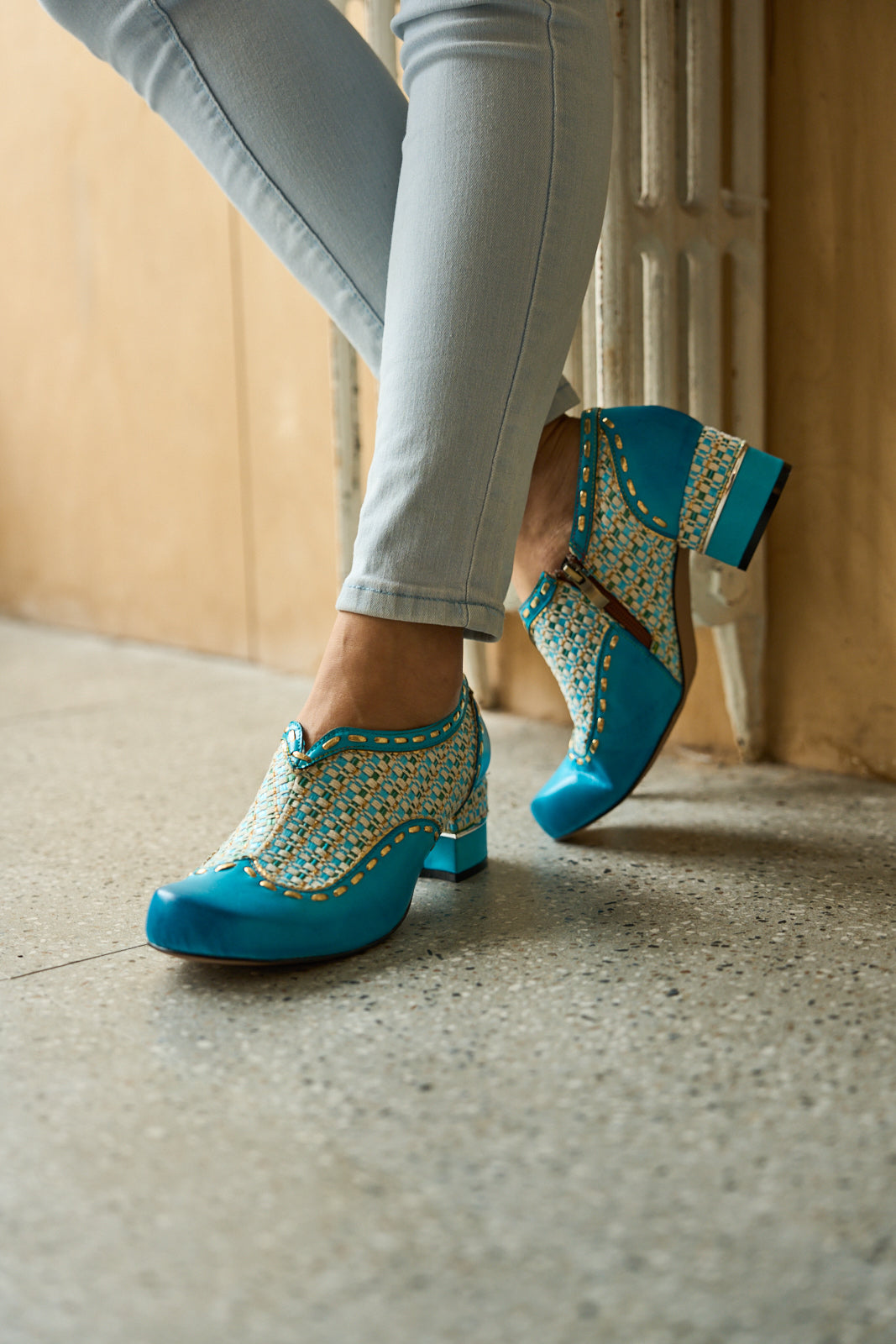 Soffia | Aliene Jacquard Leather Pump Booties