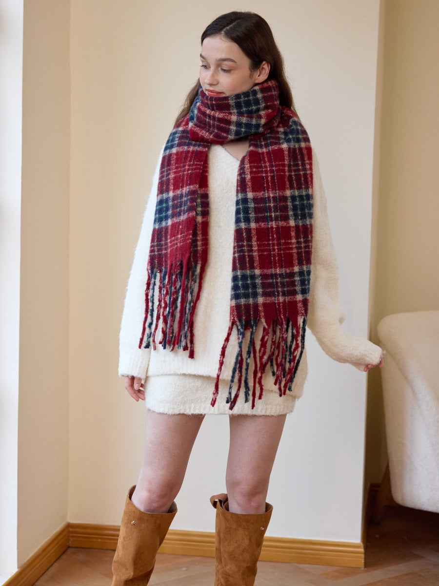 Reema Plaid Tassel Blanket Scarf