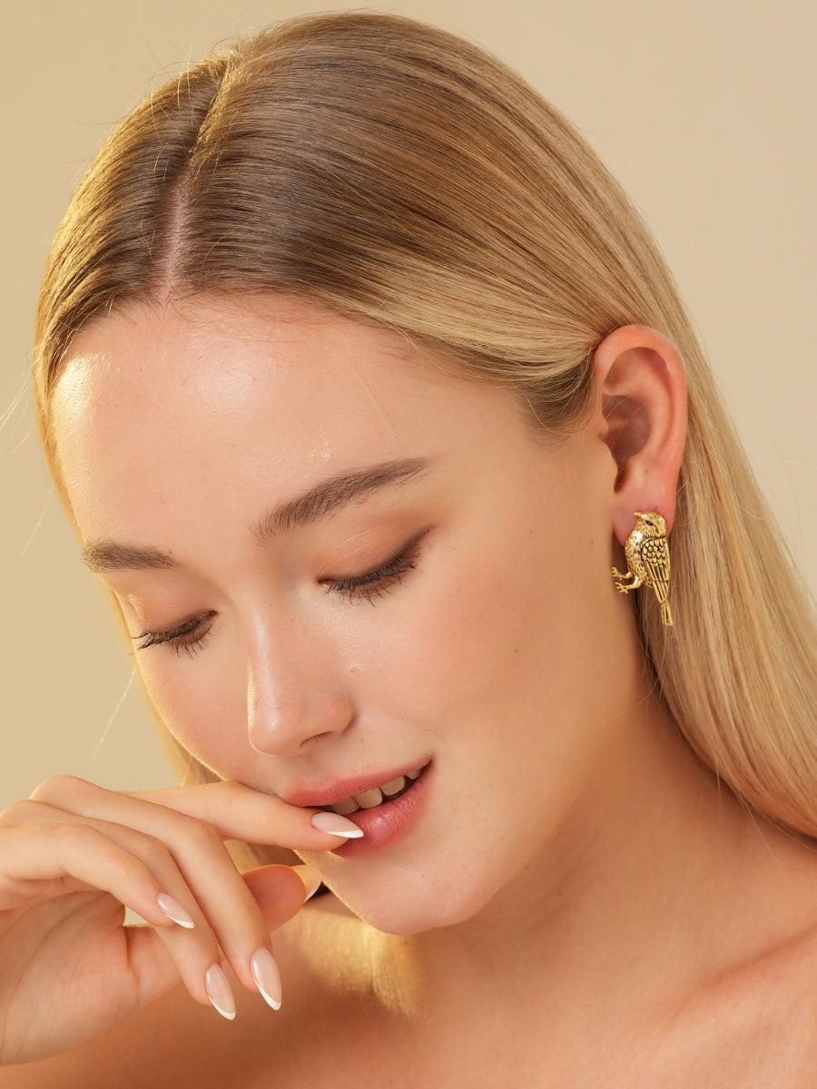 Leiothrix Gold Plated Stud Earrings