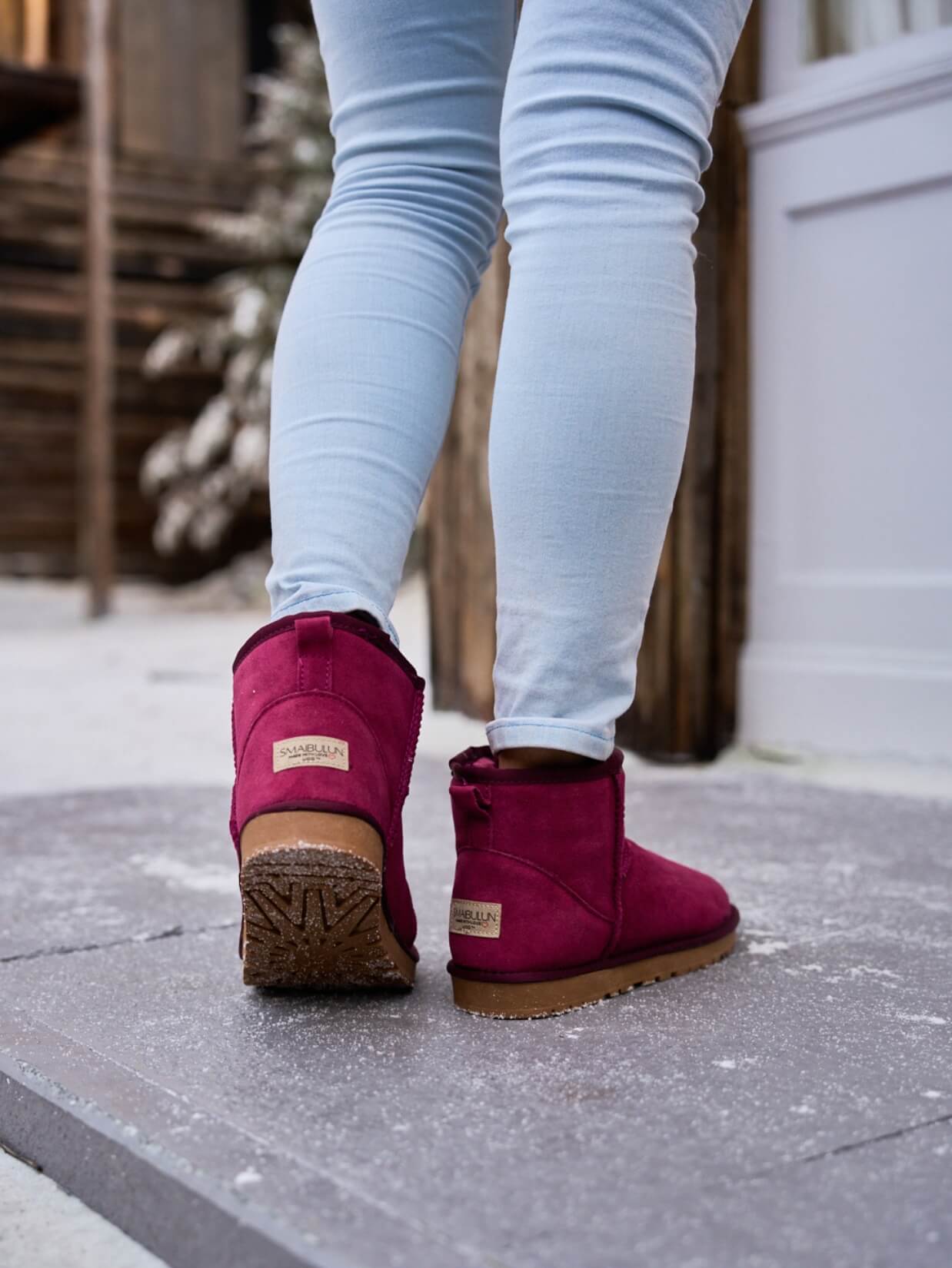 SMAIBULUN Ugg | Faux Fur-Lined Classic Short Ugg Boots - claret