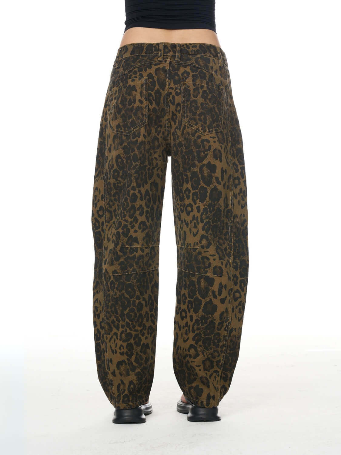 Free Cove Mid Rise Barrel Jeans - cheetah