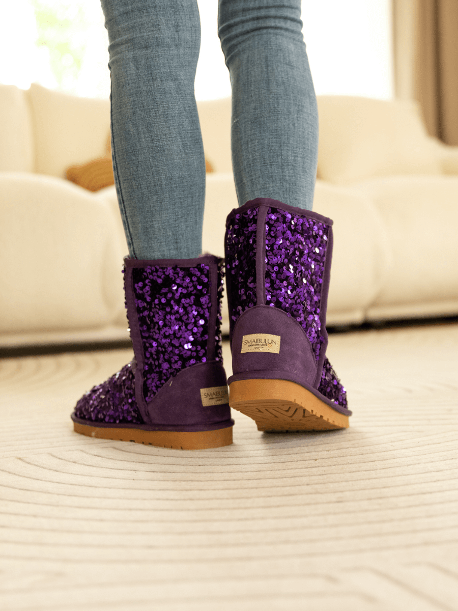 Smaibulun Ugg Dallas Glam Sequin Shearling Boots Purple SMAIBULUN