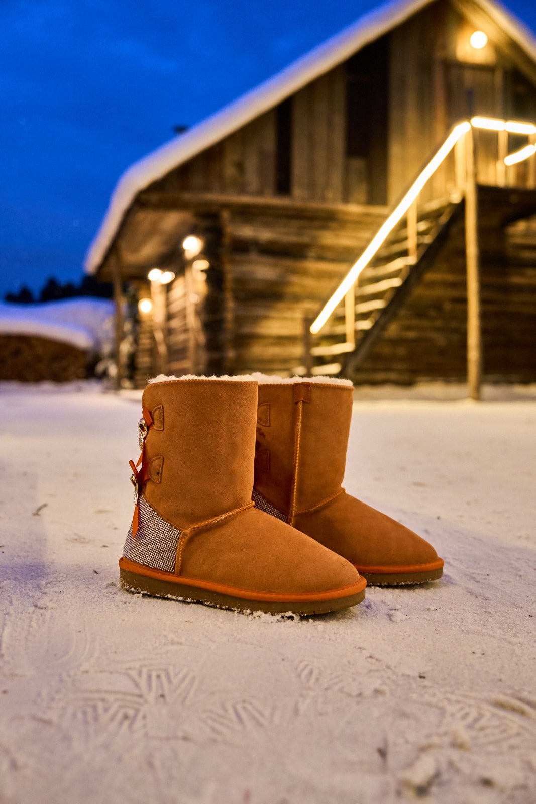 SMAIBULUN Ugg | Rhinestone Dual Bailey Bow Glam Ugg Boots - Orange