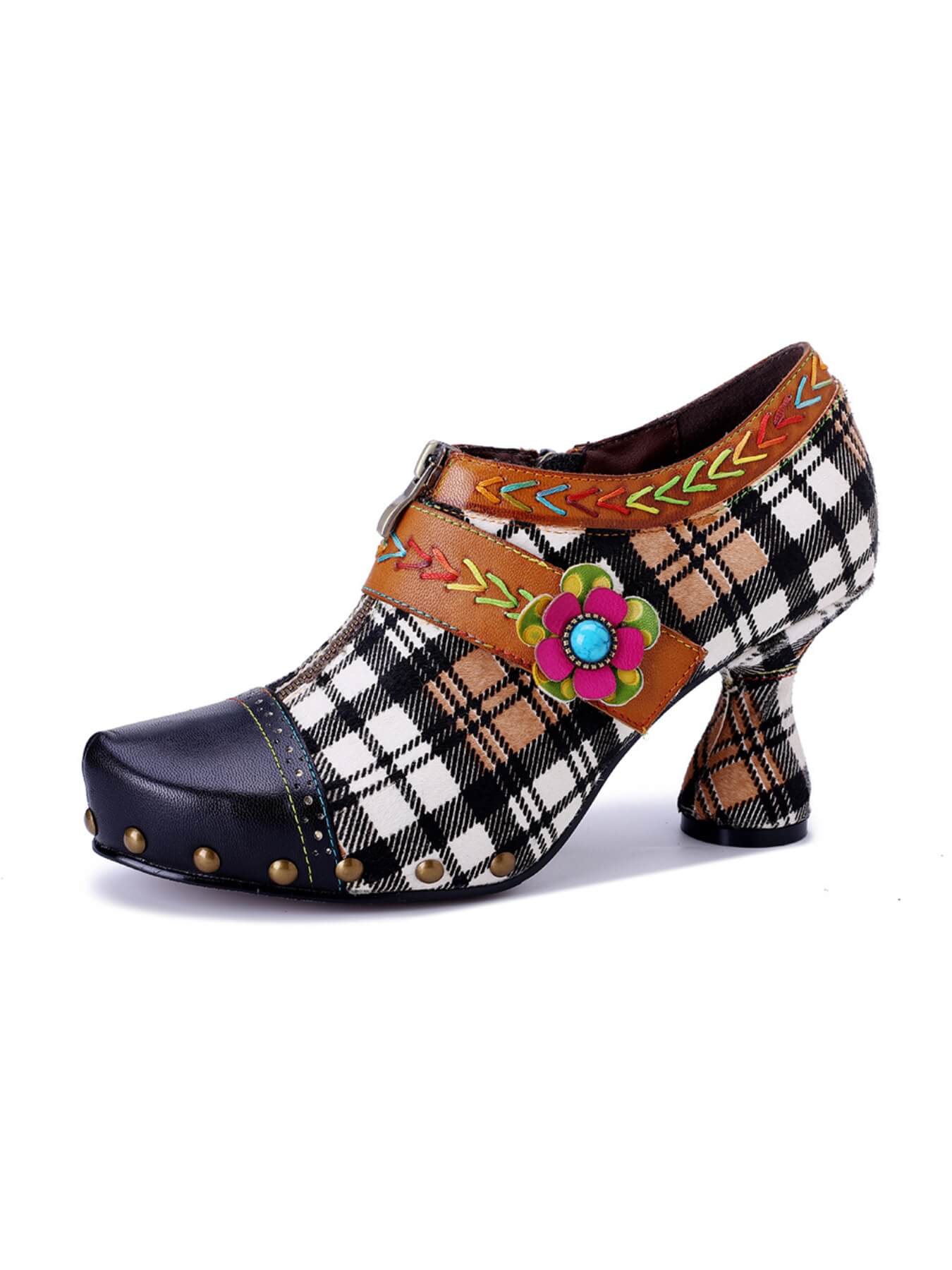 Soffia | Eve Ready Plaid Leather Oxford