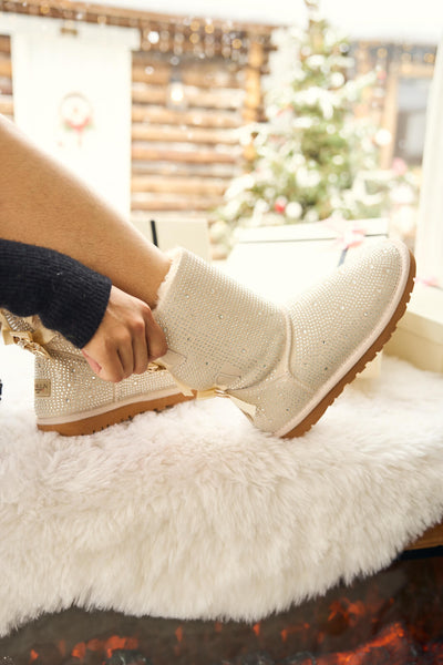 SMAIBULUN Ugg | Tay Tay Shine On Stage Diamond Bows Suede Boots - cream