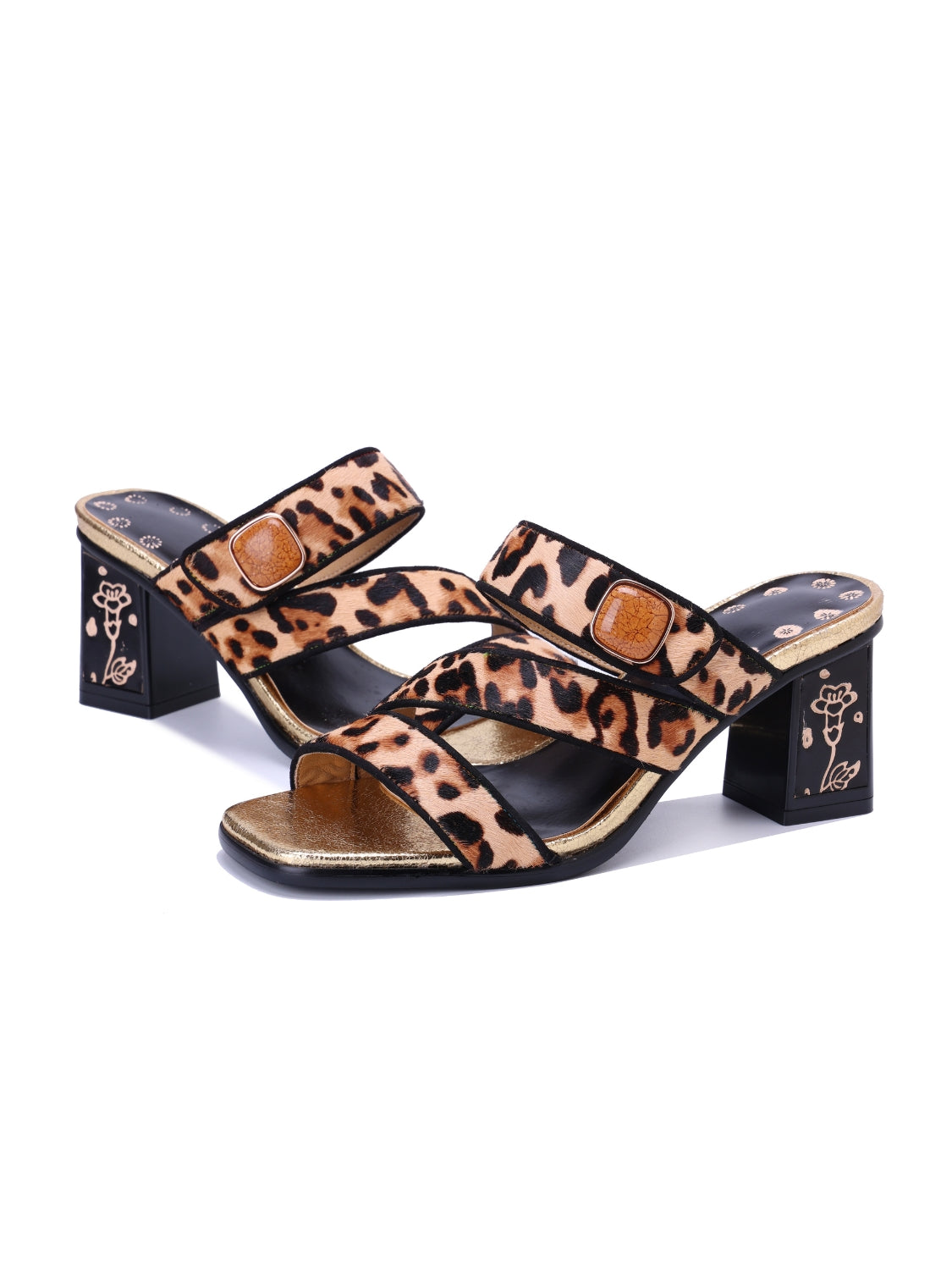 Soffia | Gabrella Leopard Leather Slides